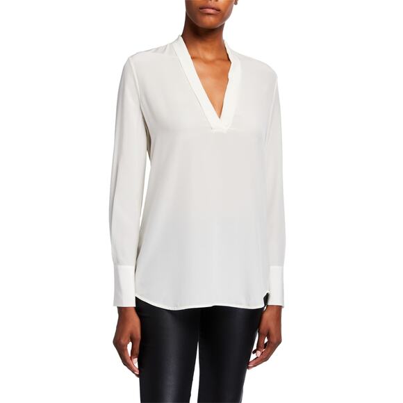 NWT Equipment 100% Silk Charlena Cream V-neck Tunic Blouse Size XS - Picture 1 of 2